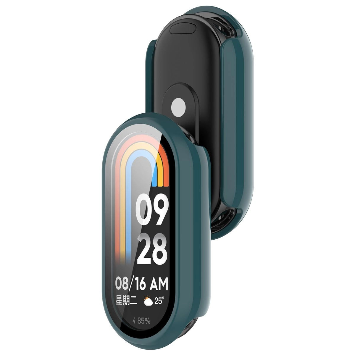 Nakładka na tarczę Bizon ze szkłem do Xiaomi Smart Band 10 ciemnozielony