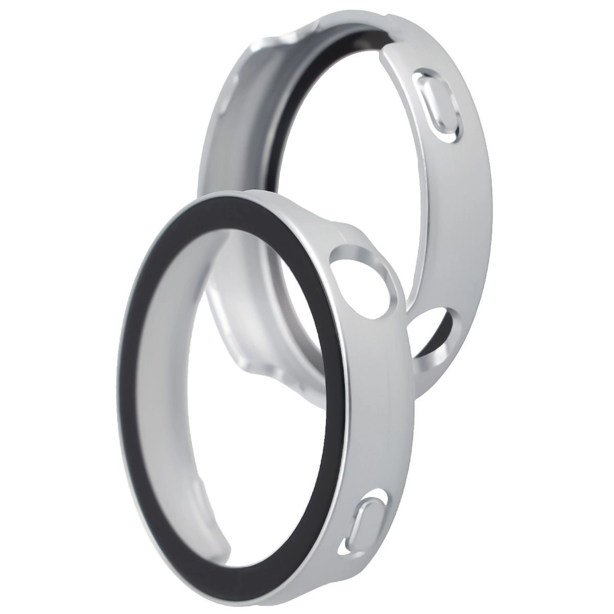 Nakładka na tarczę Bizon ze szkłem do Huawei Watch GT6 41 mm srebrny