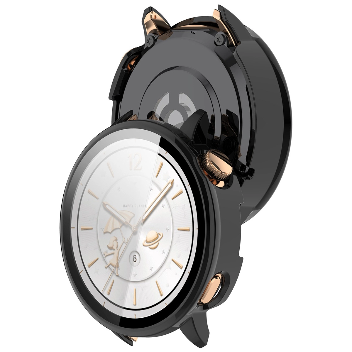 Nakładka na tarczę Bizon ze szkłem do OnePlus Watch 3 43 mm czarny