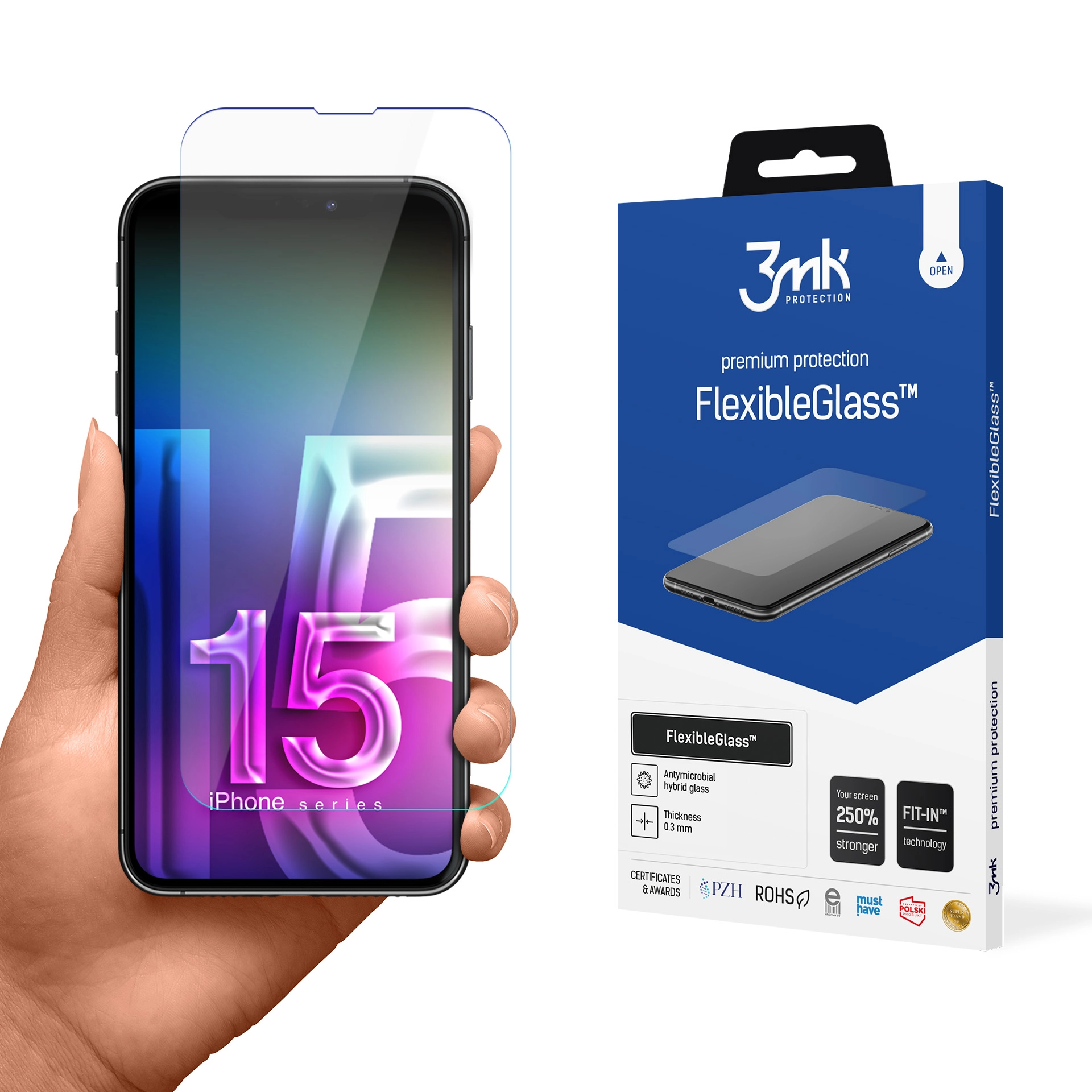 Szkło hybrydowe 3mk FlexibleGlass do Apple iPhone 15 Pro