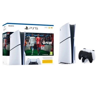 Konsola Sony PlayStation 5 Slim E Chassis (PS5) 1TB z napędem EA SPORTS FC 26 + Dodatkowy Pad Czarny + Stacja ładowania