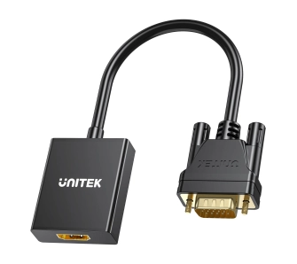Adapter Unitek V1112ABK01 VGA na HDMI FullHD czarny 15cm