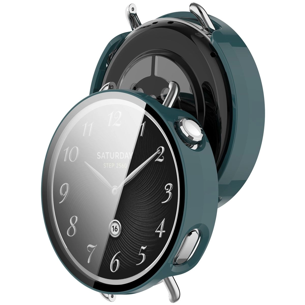 Nakładka na tarczę Bizon ze szkłem do Xiaomi Watch S4 41mm Zielony