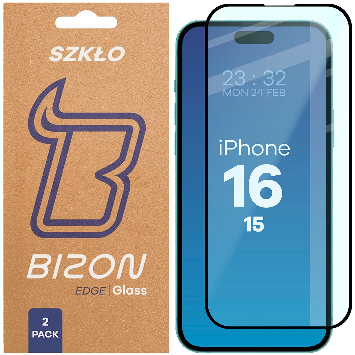 Szkło hartowane Bizon Edge Duo do iPhone 15 / 16
