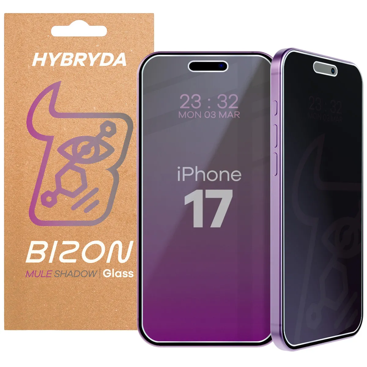 Szkło hybrydowe Bizon Prywatyzujące Mule Shadow do iPhone 17