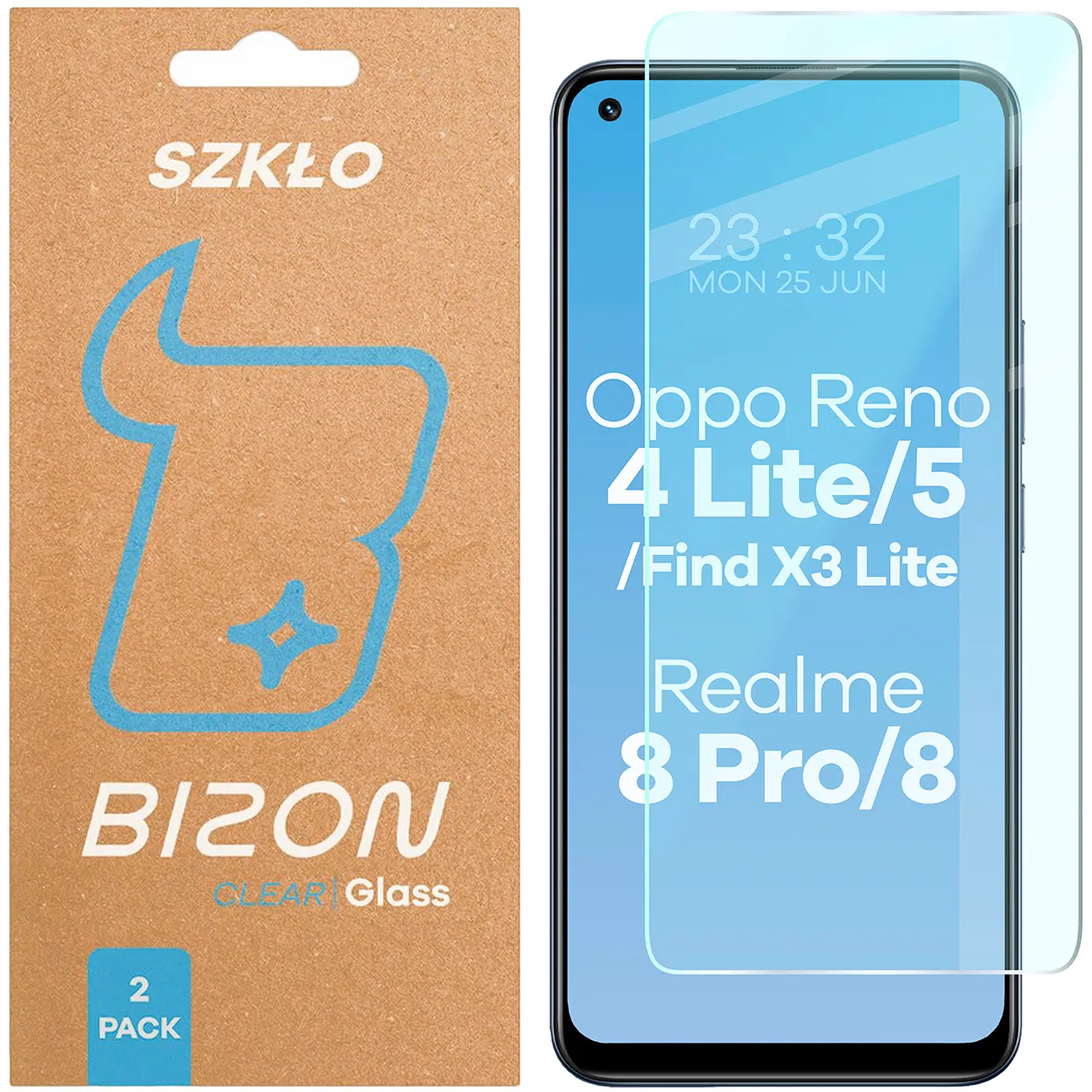 Szkło hartowane Bizon Clear Duo do Oppo Reno 4 Lite / Oppo Reno 5 / Realme 8 / 8 Pro