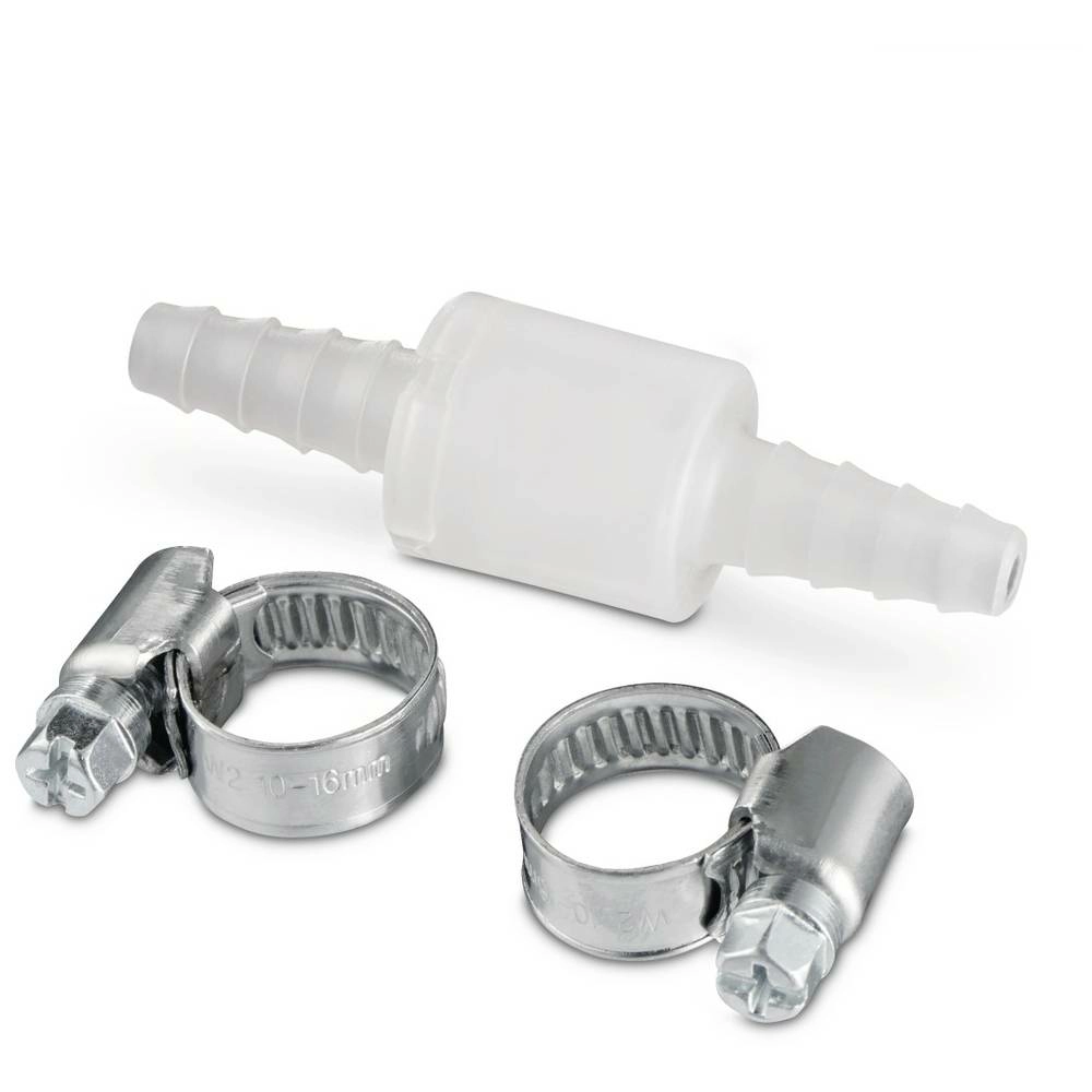 Zawór zwrotny Xavax z 2 zaciskami do węża dla maks. Ø 10 mm