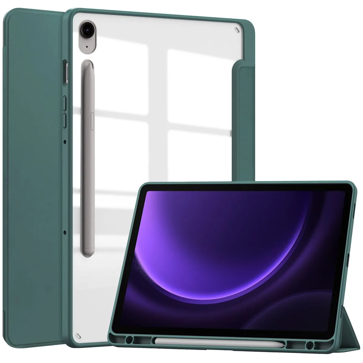 Etui na tablet Bizon Case Tab Clear Matt z klapką do Samsung Galaxy Tab S10 Lite / S10 FE / S9 / S9 FE Ciemnozielony