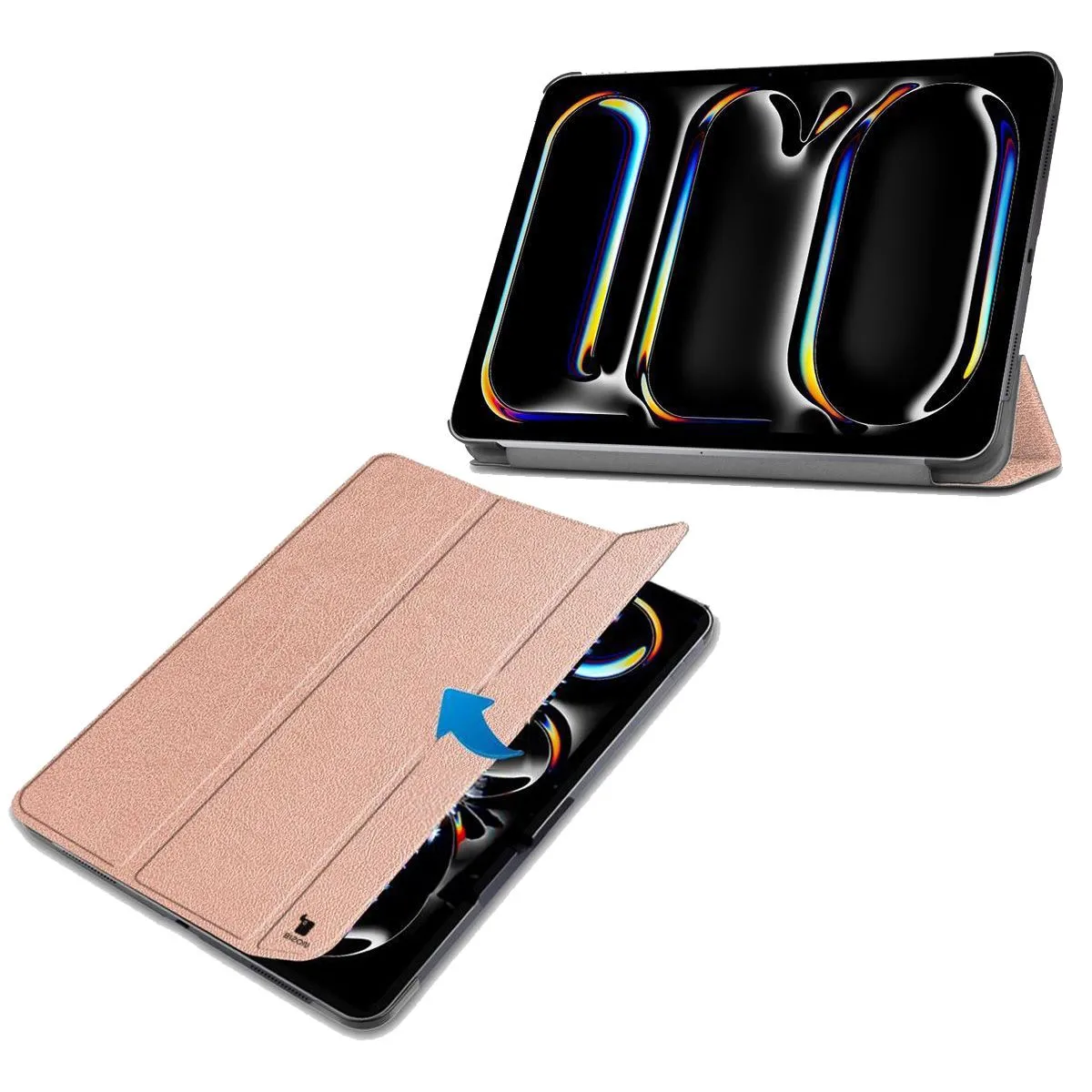 Etui na tablet Bizon Case Tab Croc z klapką do iPad Pro 11" 2025 / 2024 Różowozłoty