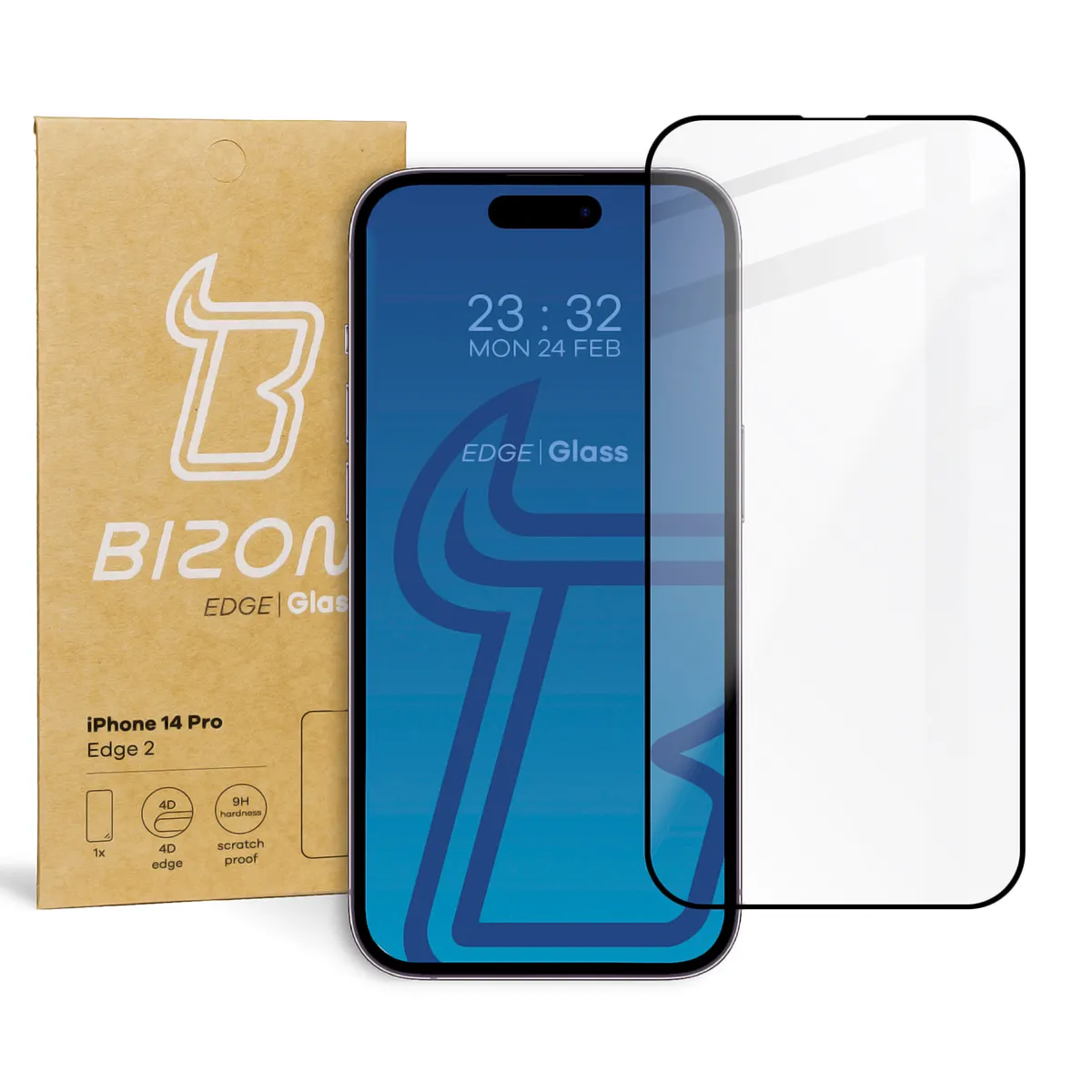 Szkło hartowane Bizon pełne Edge 2 do iPhone 14 Pro