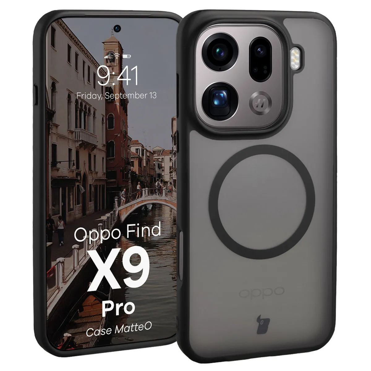 Etui Bizon MatteO do Oppo Find X9 Pro Przydymiony-czarny