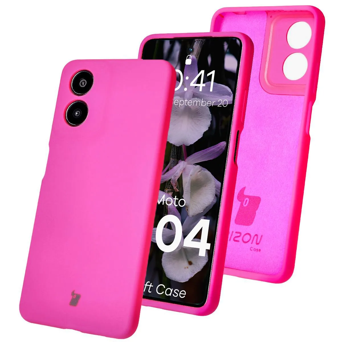 Etui Bizon Bizon Soft Case do Motorola Moto G04 Neonowy-różowy