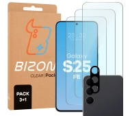 Bizon 3x Szkło hartowane + szybka na aparat Glass Clear Pack do Samsung Galaxy S25 FE
