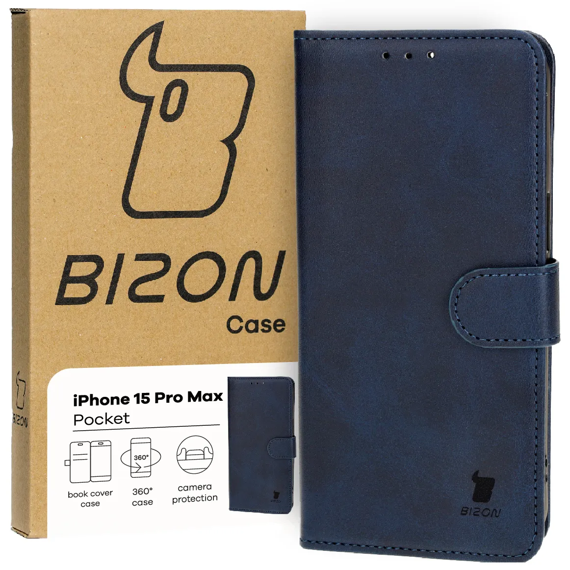 Etui Bizon Pocket do Apple iPhone 15 Pro Max Granatowy