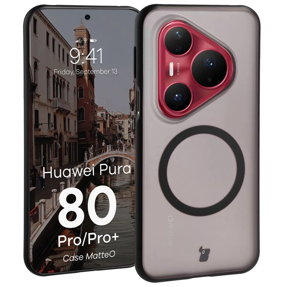 Etui Bizon MatteO do Huawei Pura 80 Pro / Huawei Pura 80 Pro Plus Przydymiony-czarny