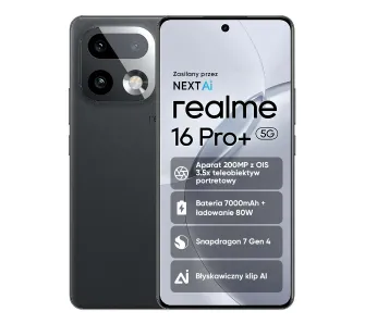 Smartfon realme 16 Pro+ 5G 12/512GB 6,8" 144Hz 200Mpix Szary