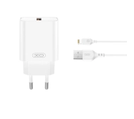 XO CE33 USB-A 18W Biały + Kabel USB-A do Lightning