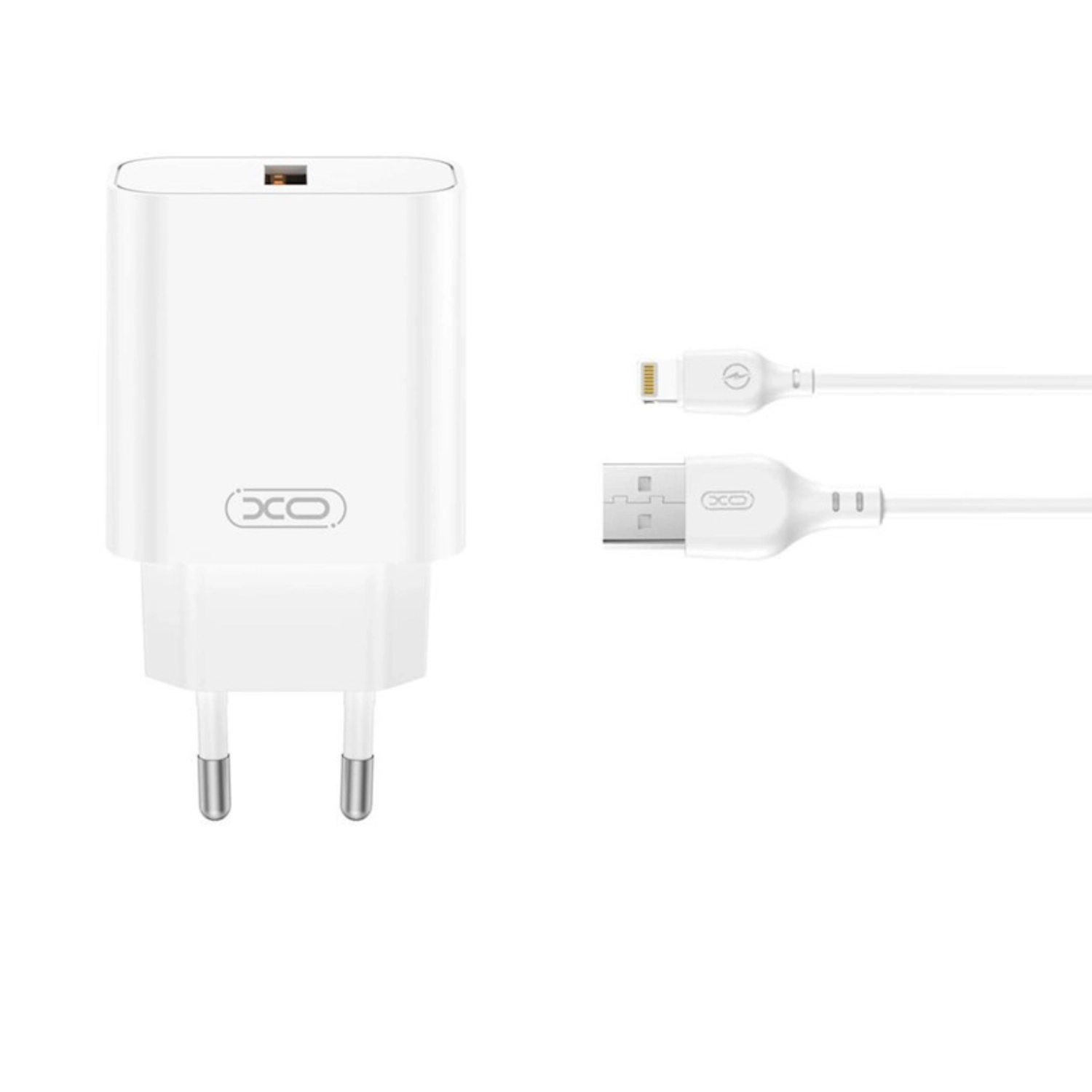 Ładowarka sieciowa XO CE33 USB-A 18W Biały + Kabel USB-A do Lightning