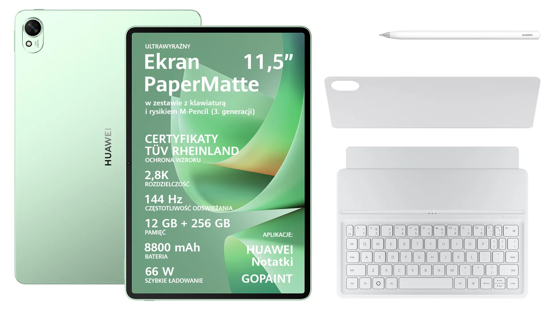 Tablet Huawei MatePad 11.5S 2026 12/256GB WiFi Zielony + klawiatura + rysik
