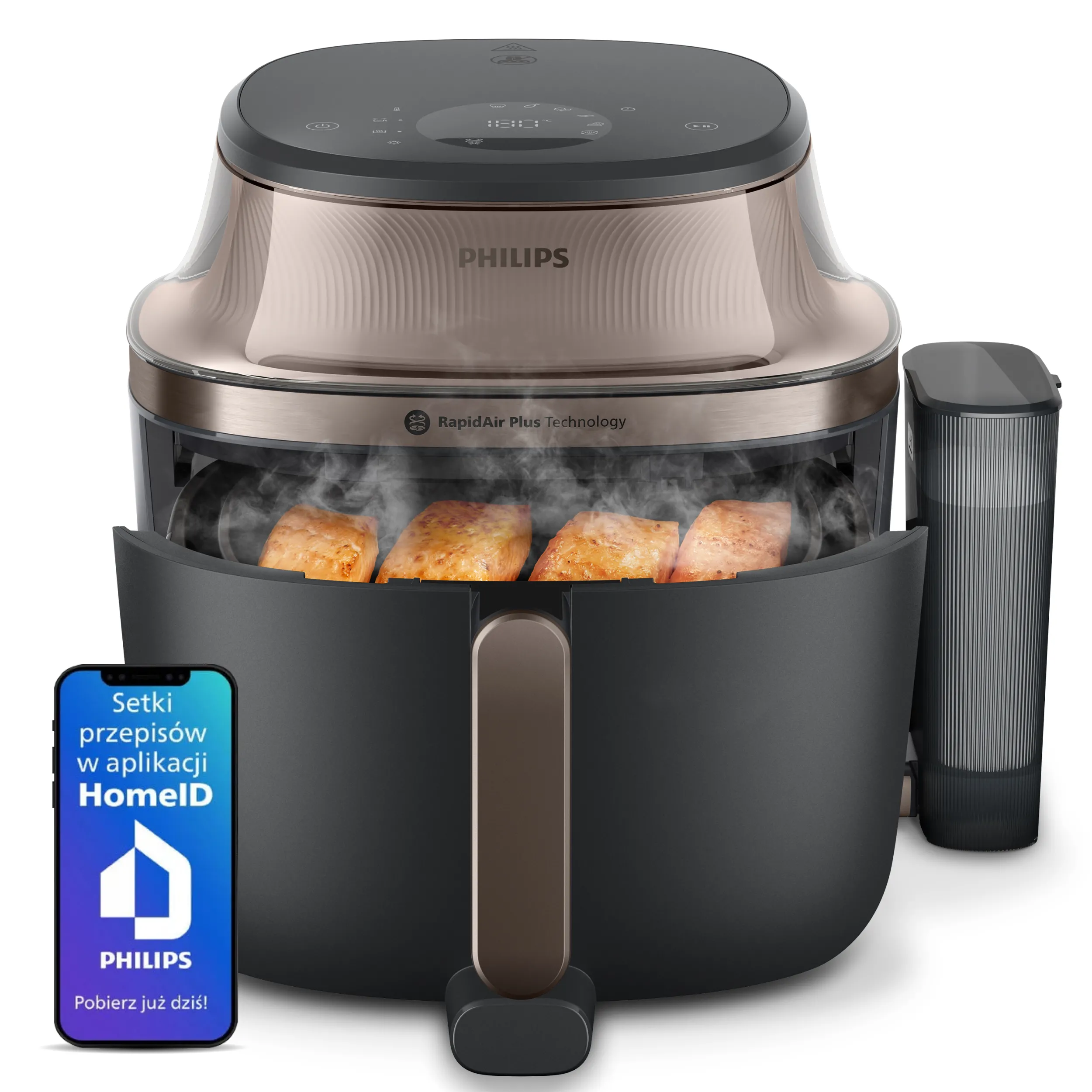 Air fryer Philips Ovi NA547/07 2000W 7,2l Aplikacja mobilna Gotowanie na parze