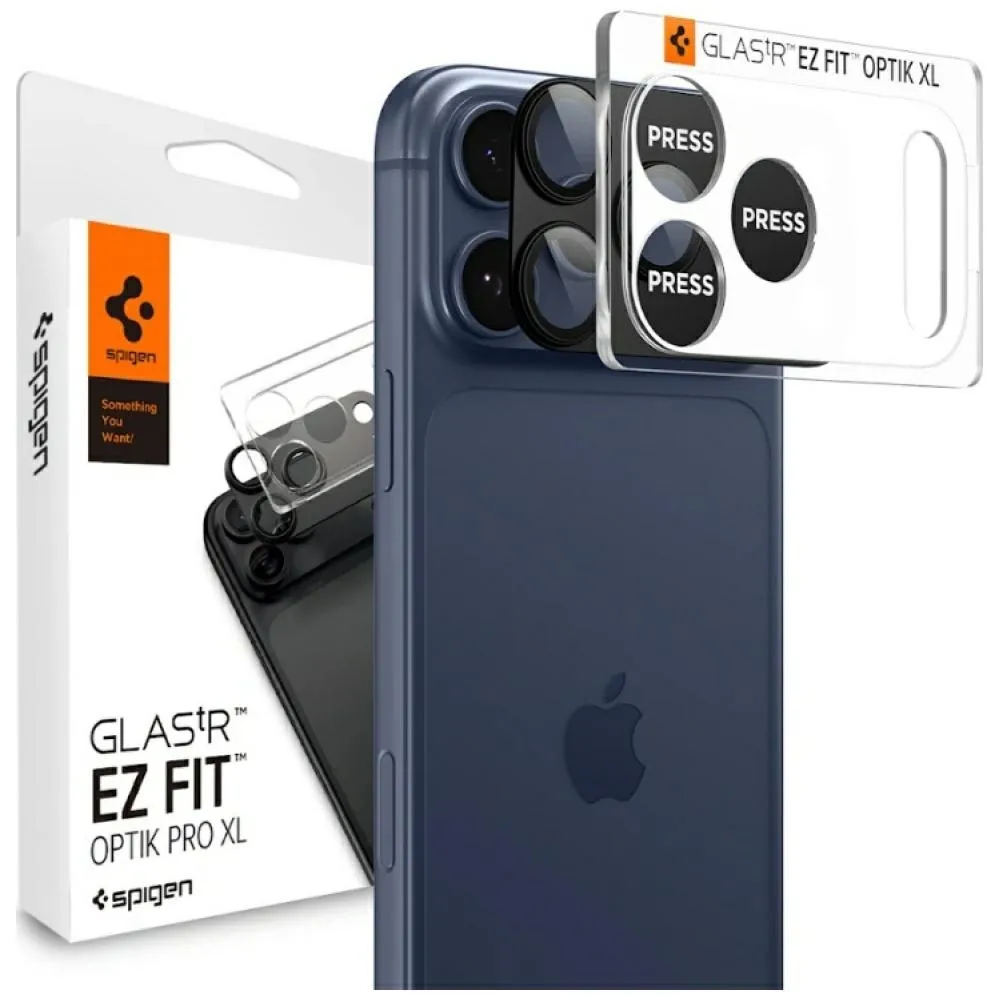 Szkło hartowane Spigen ochrona na obiektyw aparatu Glas.Tr Camera EZ FIT Optik Pro XL do iPhone 17 Pro Czarny