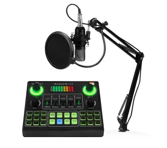 Mikrofon Musicmate MM-SD130 StreamMaster + Zestaw do nagrywania i streamingu Przewodowy Pojemnościowy Czarny