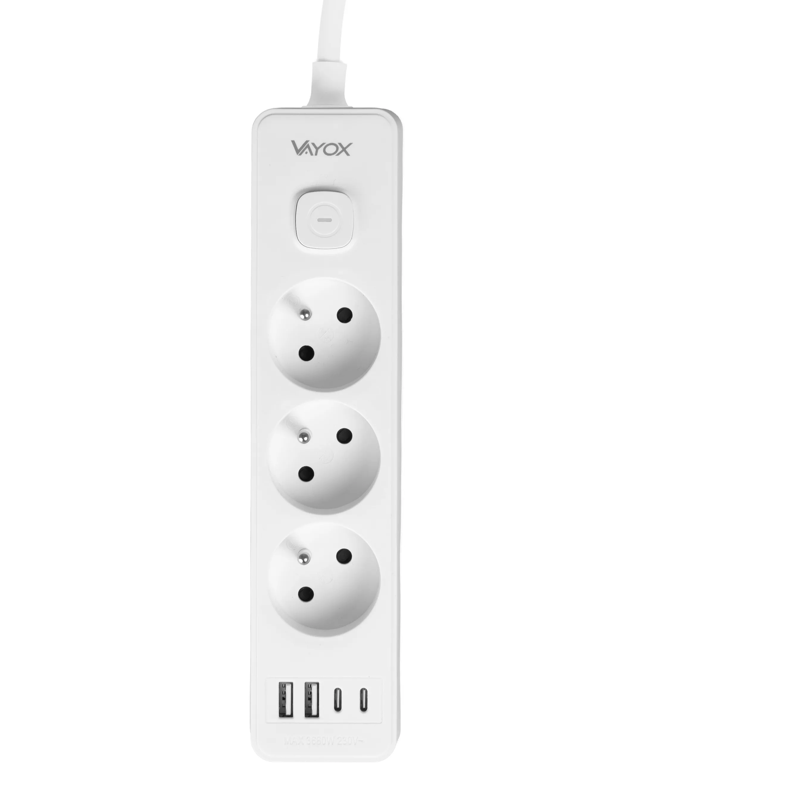 Przedłużacz Vayox VA0382-1,5 3 gniazda 2x USB-A 2x USB-C 1,5m Biały