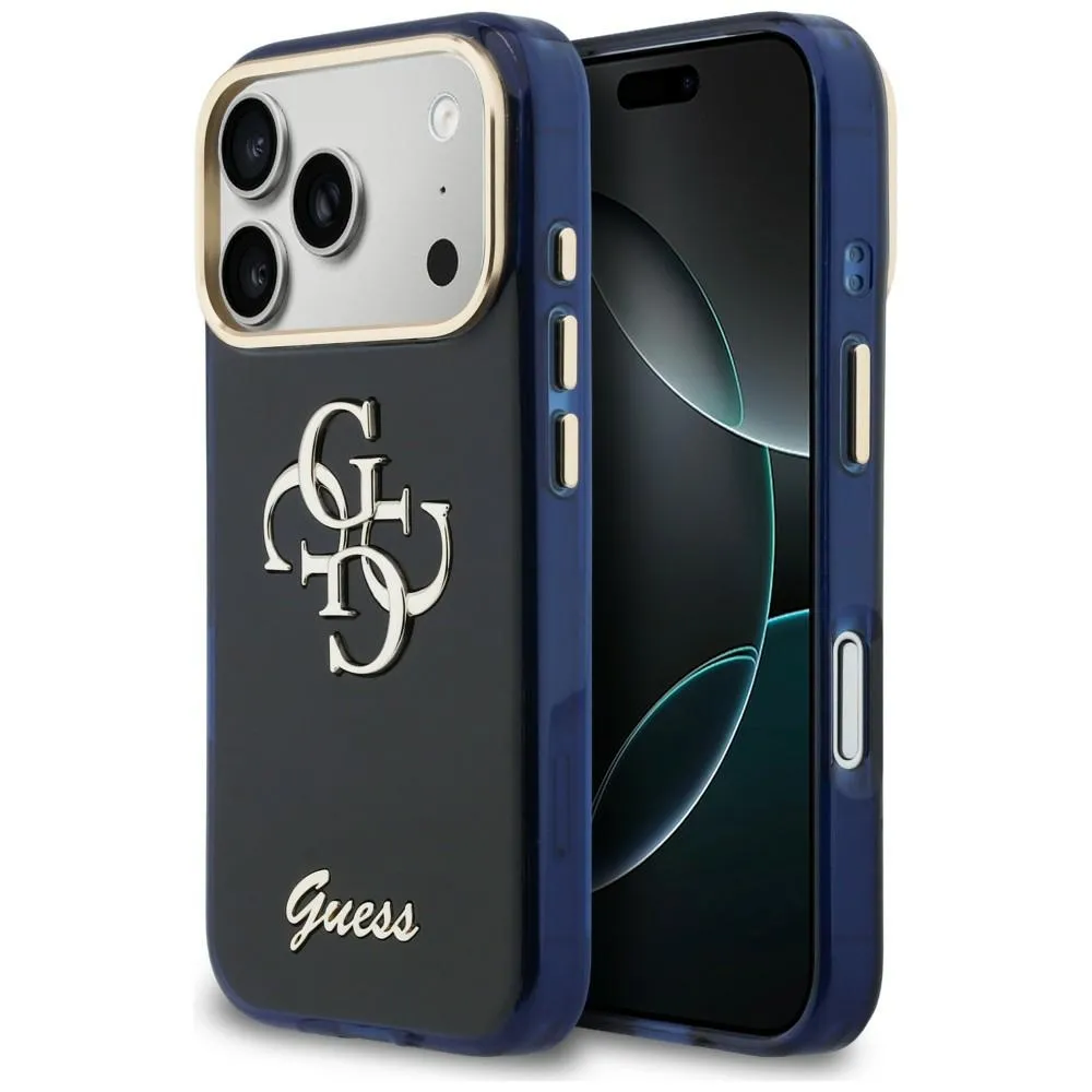 Etui Guess IML 4G Script Metal do iPhone 17 Pro Niebieski