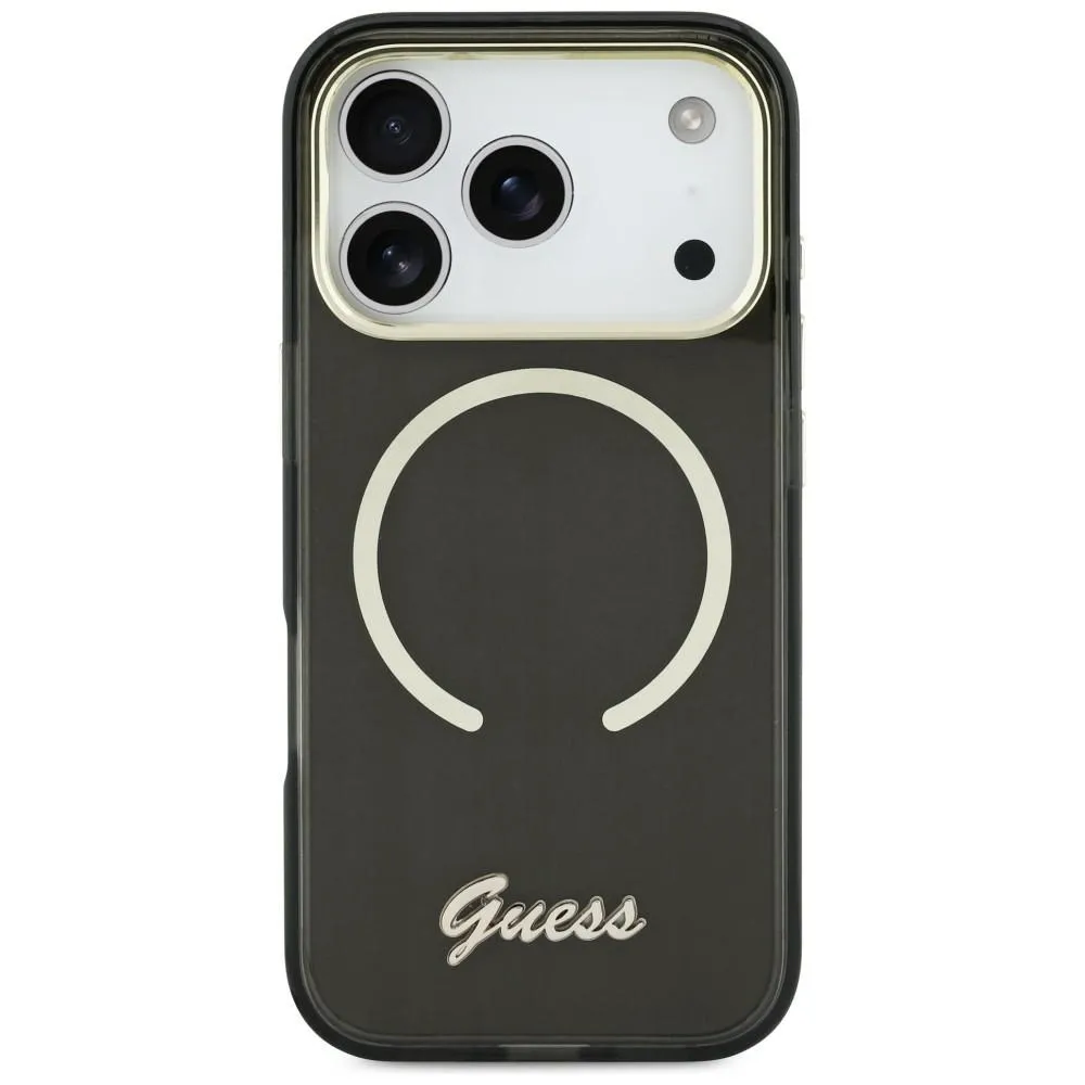 Etui Guess IML Script Metal MagSafe do iPhone 17 Czarny