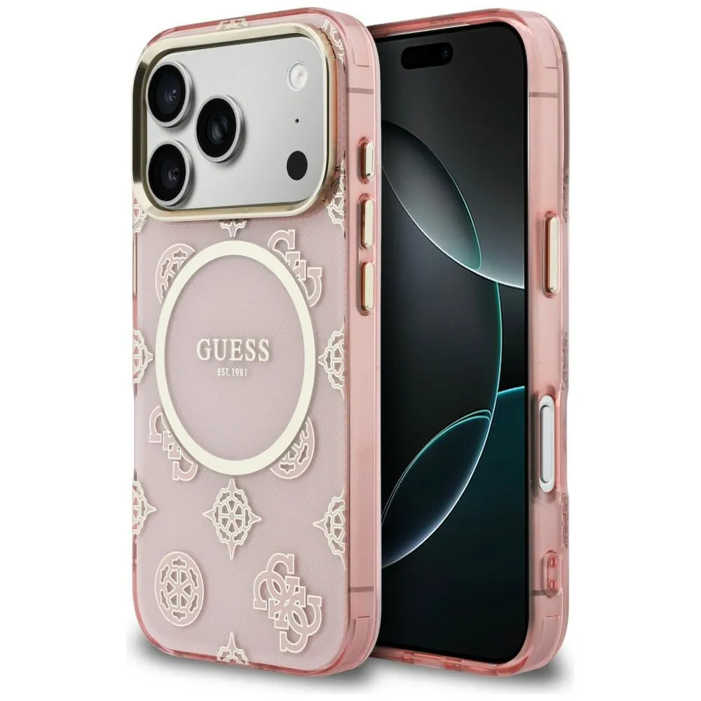 Etui Guess IML Peony Dot MagSafe do iPhone 17 Pro Różowy