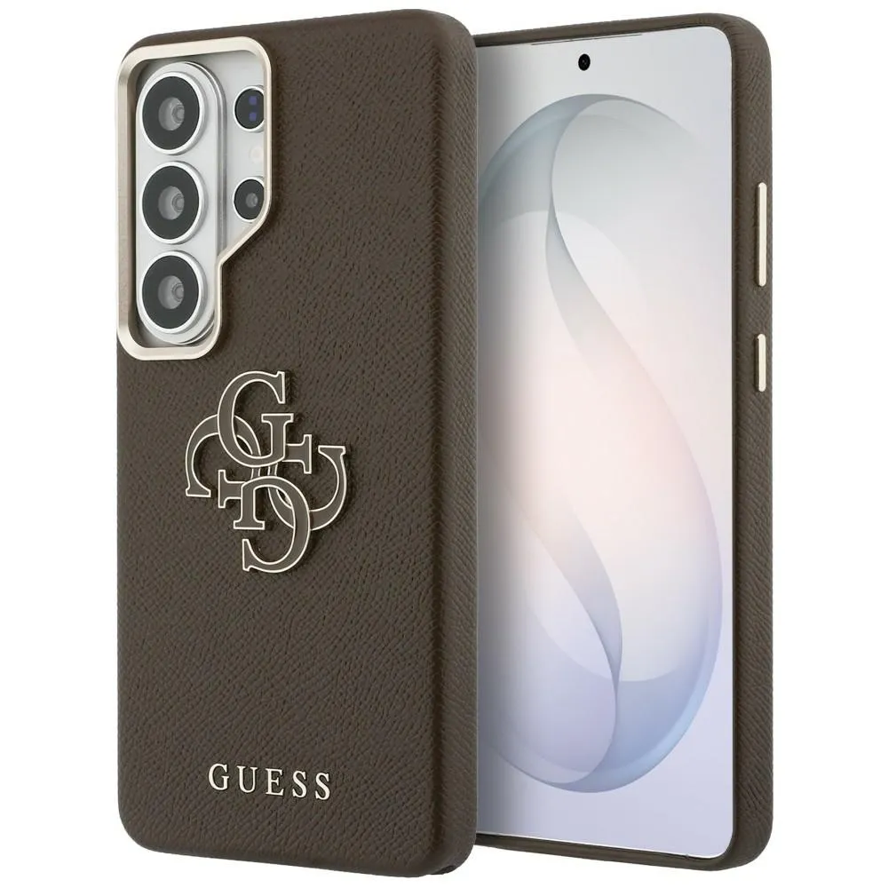 Guess Grained Big 4G Metal Logo do Galaxy S26 Ultra Brązowy