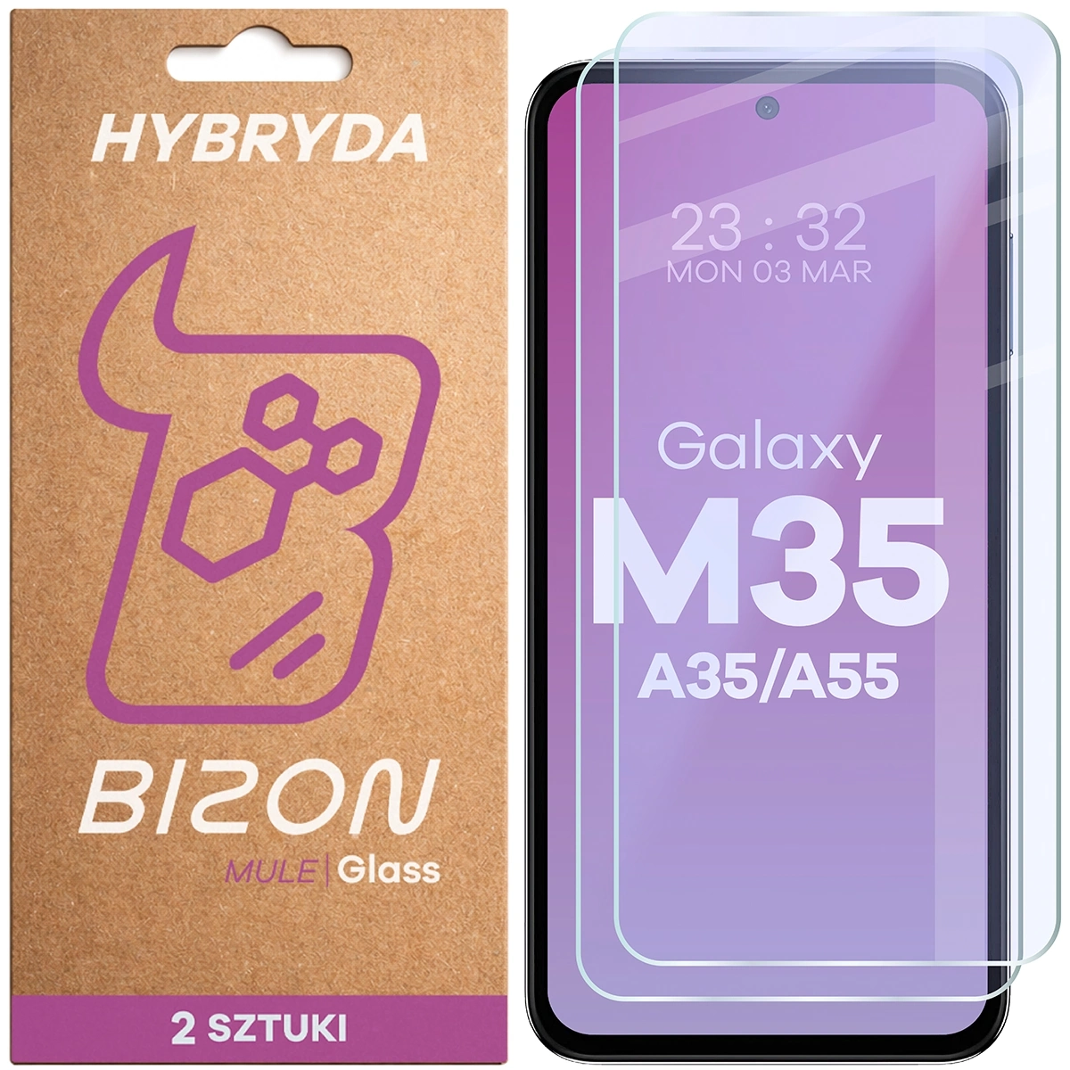 Szkło hybrydowe Bizon Glass Mule Duo do Galaxy M35 5G/A35 5G/A55 5G 2 sztuki