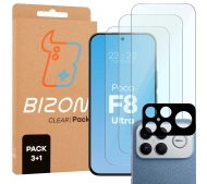 Bizon Szkło + szybka na aparat Glass Clear Pack do Xiaomi POCO F8 Ultra 3 sztuki