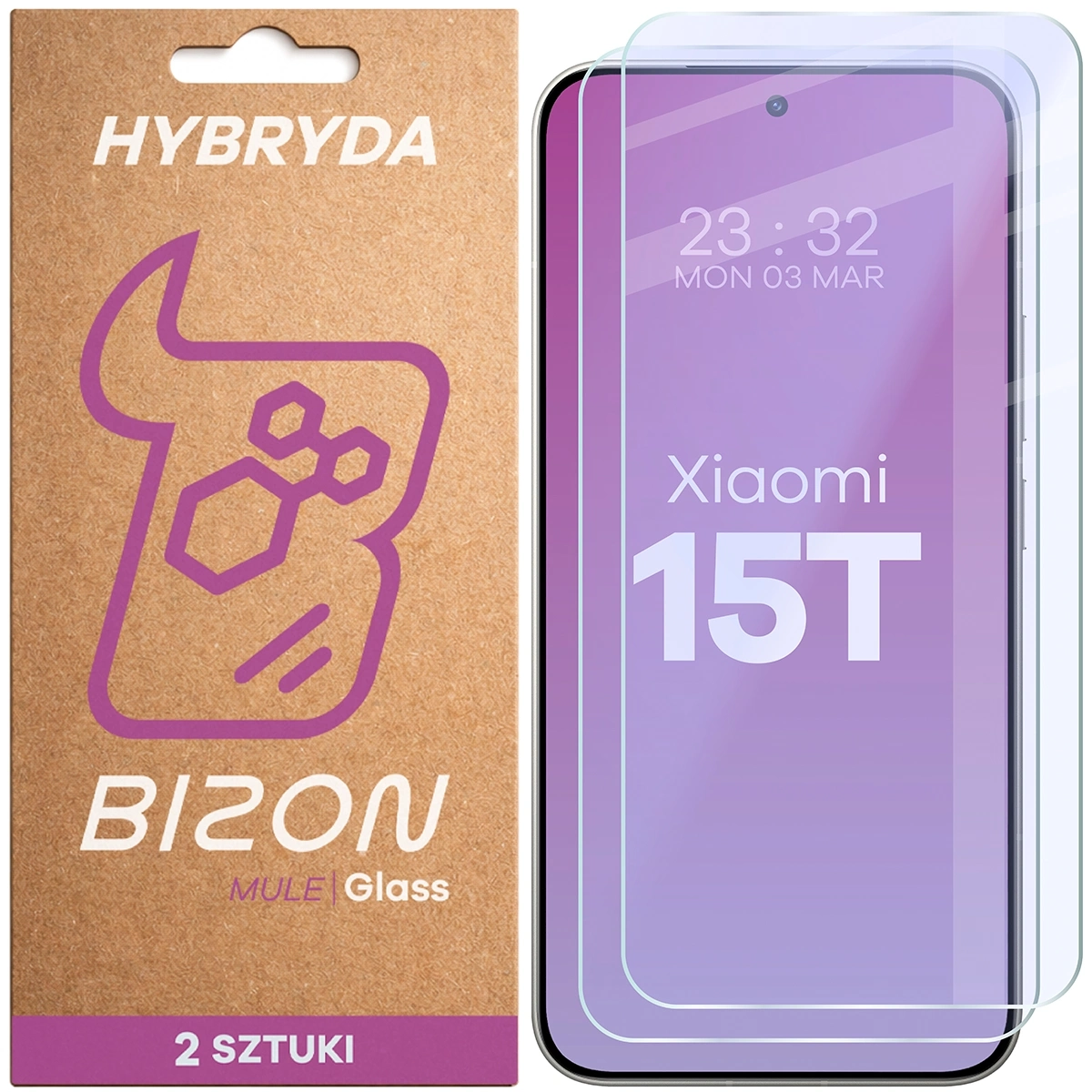 Szkło hybrydowe Bizon elastyczne Glass Mule Duo do Xiaomi 15T 2 sztuki