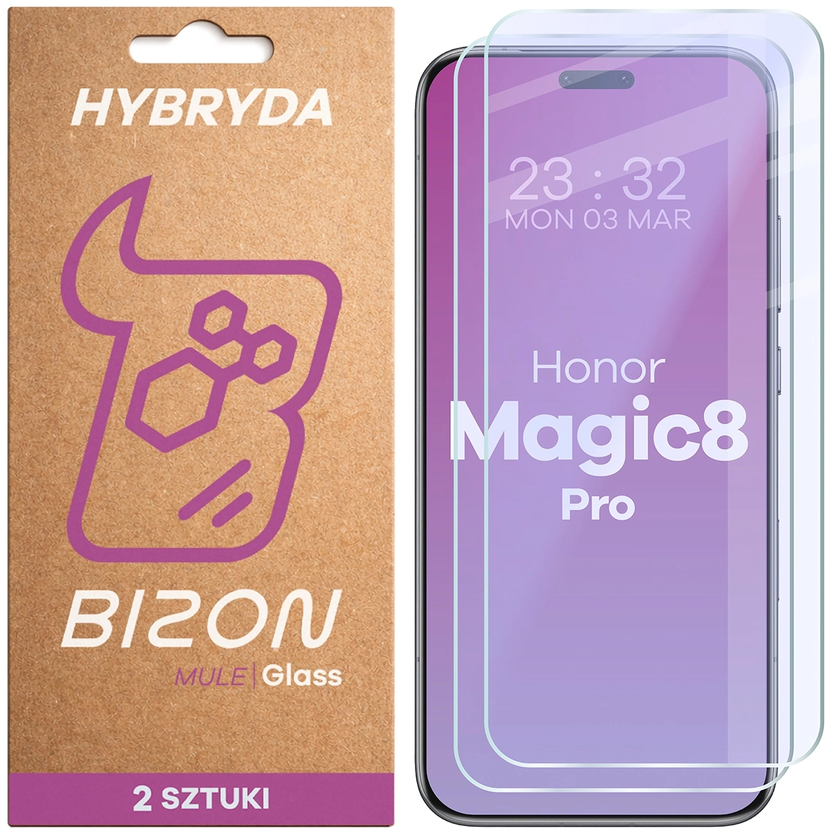 Szkło hybrydowe Bizon elastyczne Glass Mule Duo do Honor Magic8 Pro 2 sztuki
