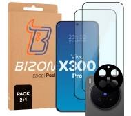 Bizon Szkło + szybka na aparat Glass Edge Pack do Vivo X300 Pro 2 sztuki