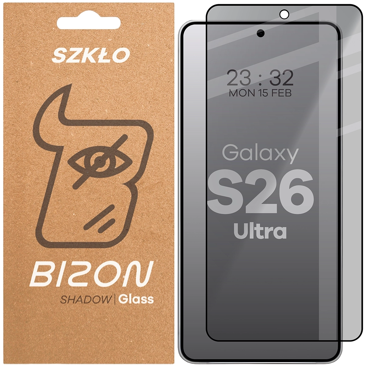 Szkło hartowane Bizon prywatyzujące z ramką Glass Edge Shadow do Galaxy S26 Ultra