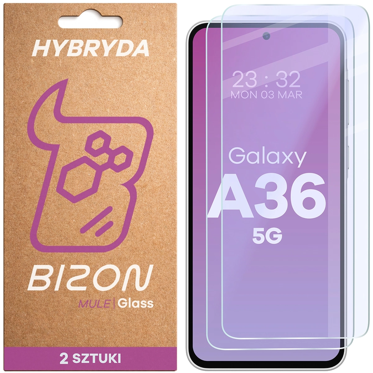 Szkło hybrydowe Bizon Glass Mule Duo do Galaxy A36 5G 2 sztuki