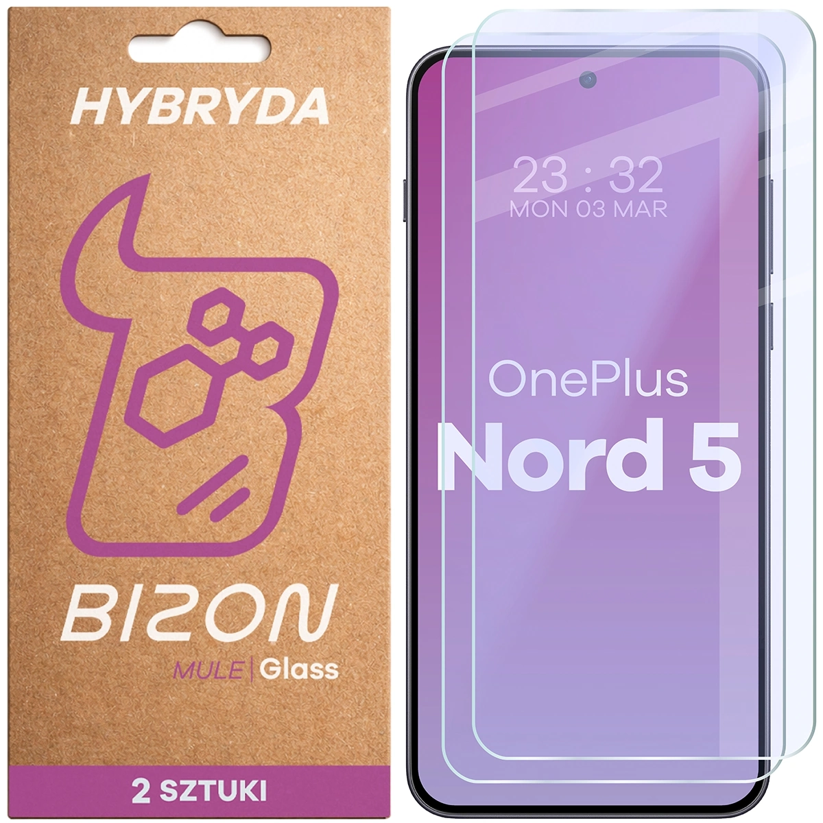 Szkło hybrydowe Bizon elastyczne Glass Mule Duo do OnePlus Nord 5 2 sztuki