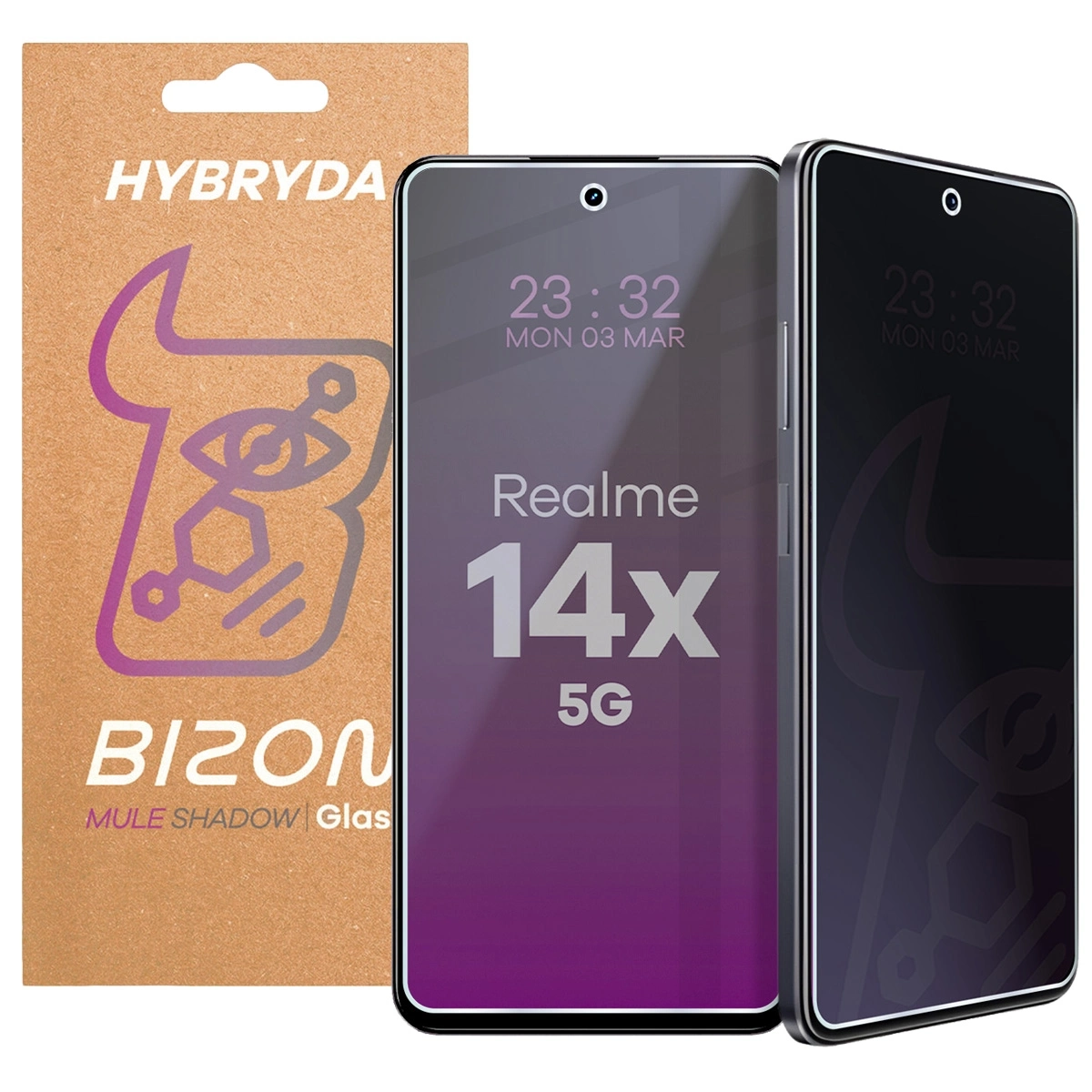 Szkło hybrydowe Bizon prywatyzujące Glass Mule Shadow do Realme 14x 5G