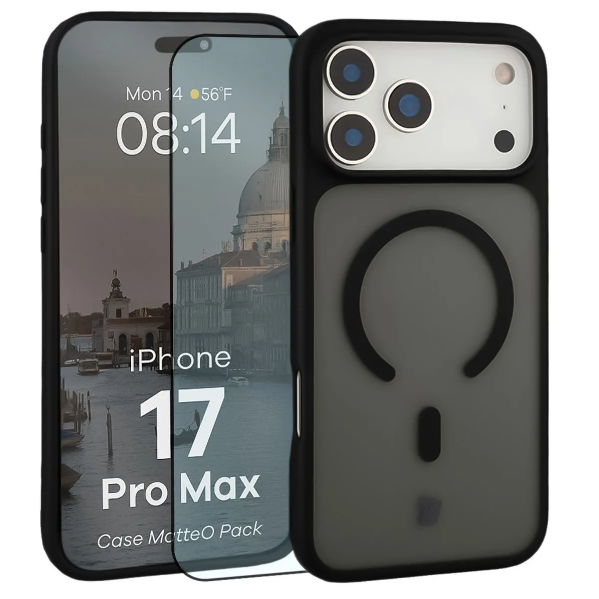 Szkło hartowane Bizon Case MatteO Pack do iPhone 17 Pro Max Czarny
