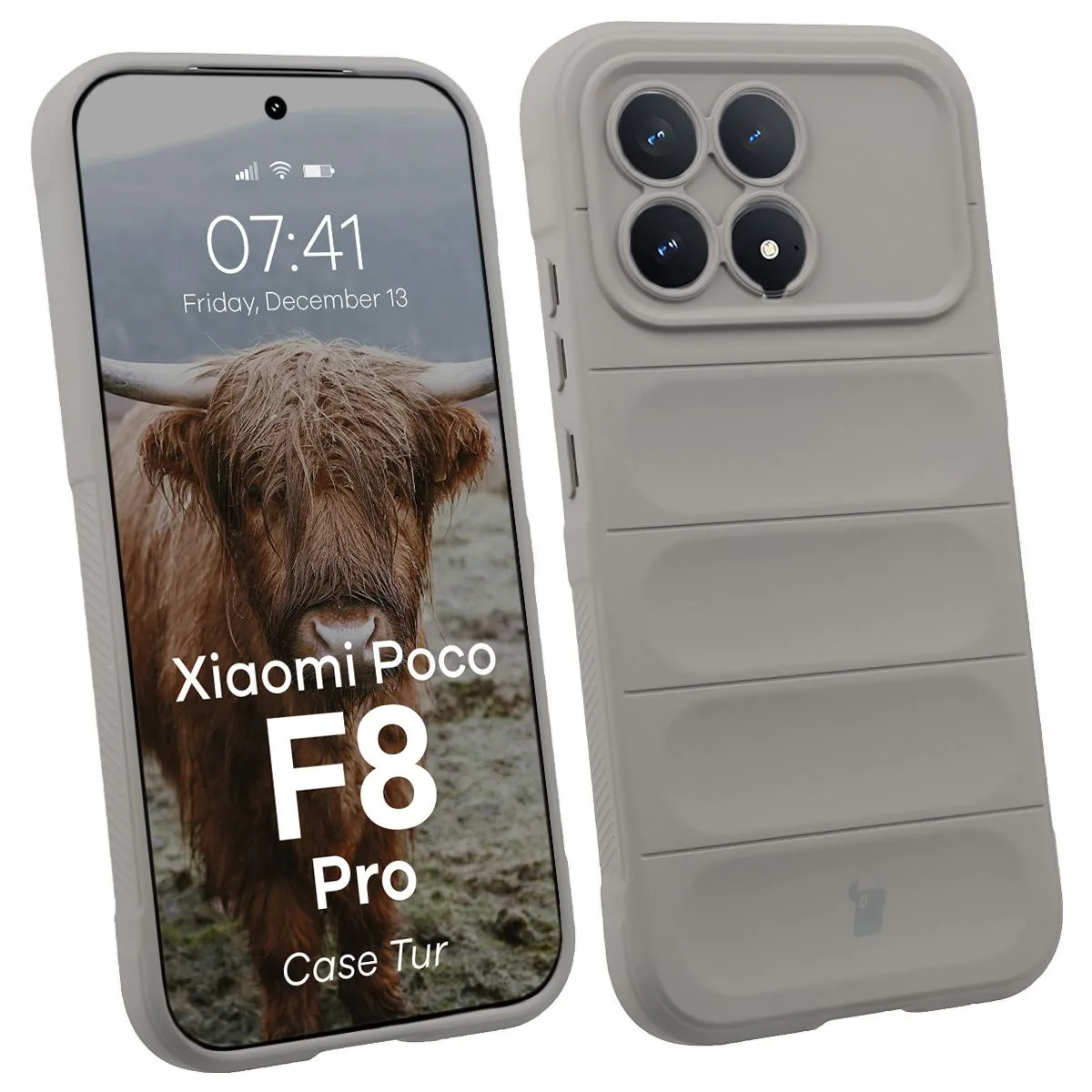 Etui Bizon Tur do Xiaomi POCO F8 Pro Jasnoszary