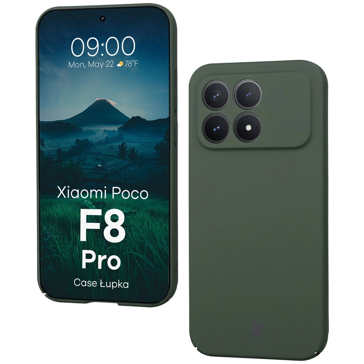 Etui Bizon Łupka do Xiaomi POCO F8 Pro Zielony