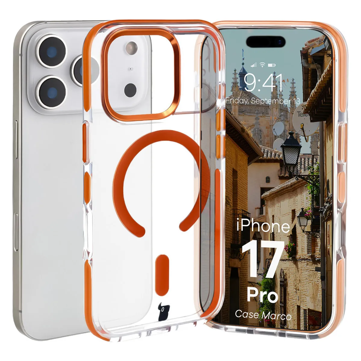 Etui Bizon Marco do iPhone 17 Pro Pomarańczowy
