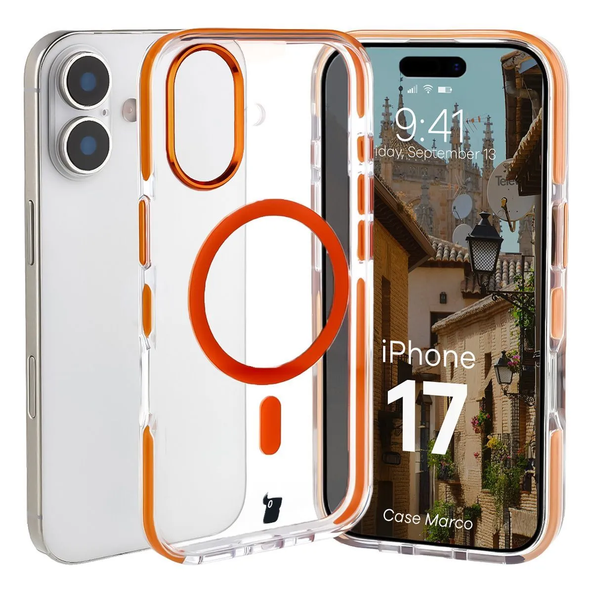 Etui Bizon Marco do iPhone 17 Pomarańczowy