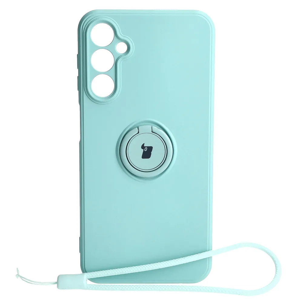 Etui Bizon Silicone Ring Sq do Galaxy A24 4G Cyjan