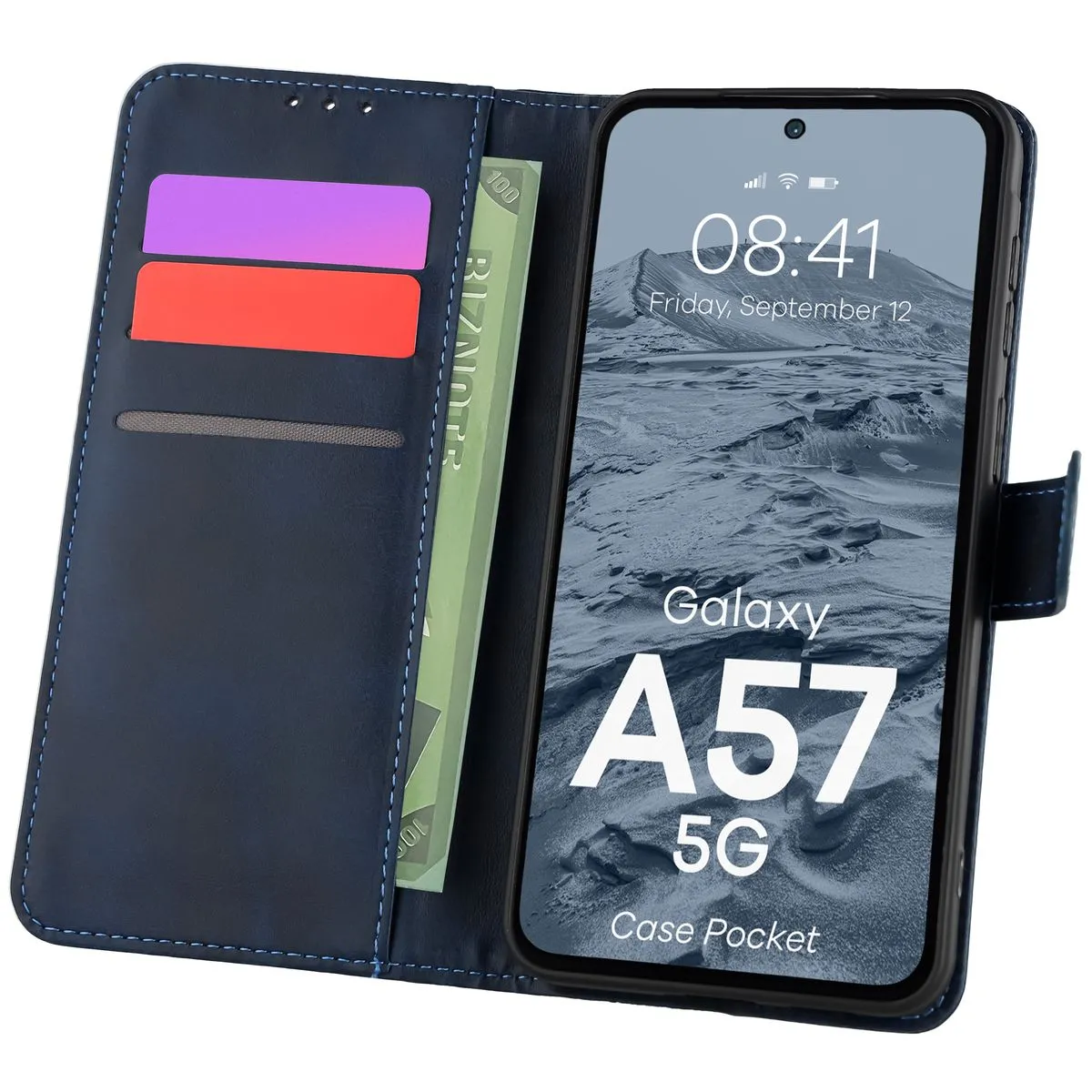 Etui Bizon Pocket do Galaxy A57 5G Granatowy