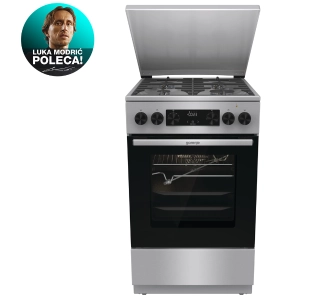 Kuchnia gazowo-elektryczna Gorenje G600 GKS5C71XF Termoobieg Rożen Grill Funkcja pizza Pieczenie na parze