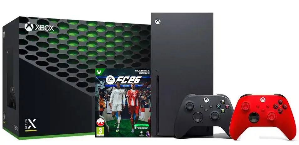 Konsola Xbox Series X 1TB z napędem + Dodatkowy Pad Czerwony + EA SPORTS FC 26