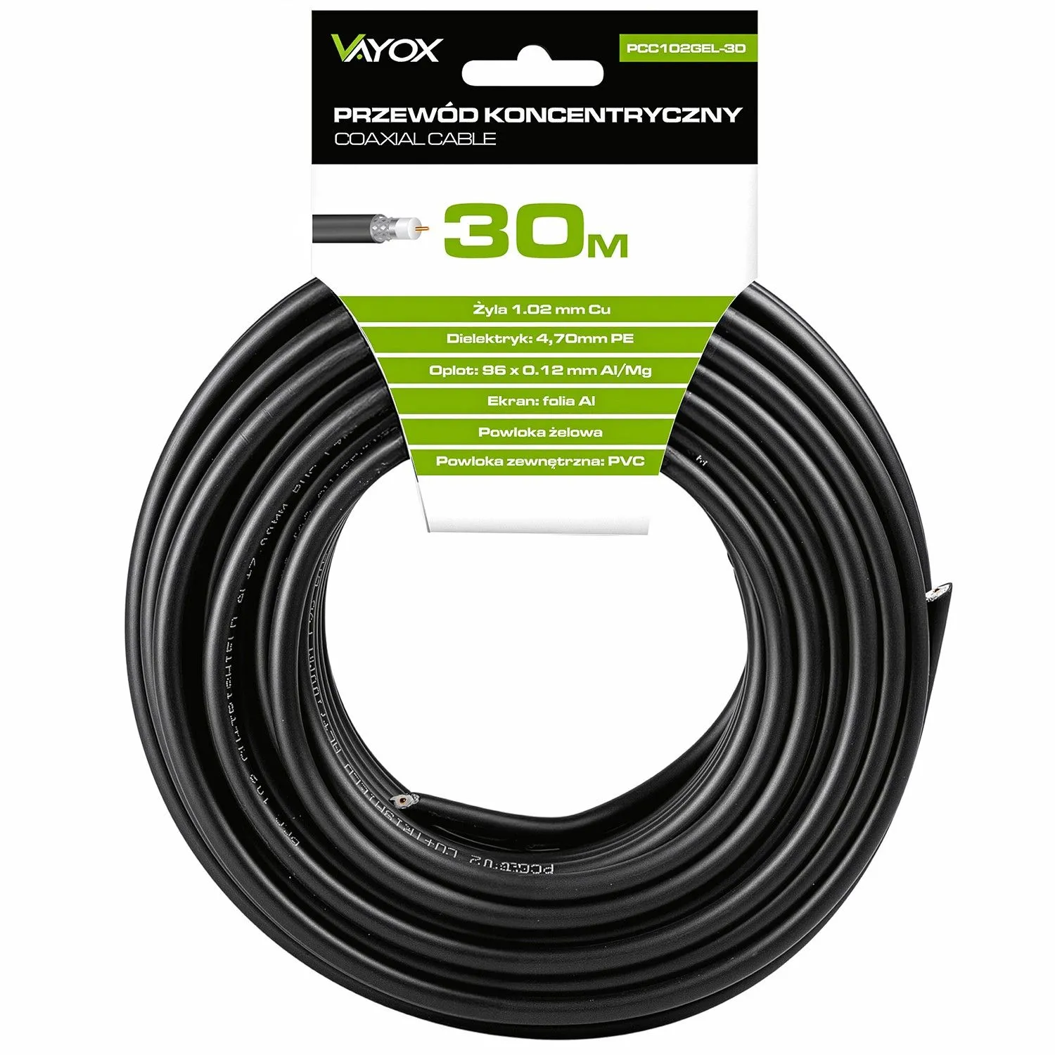 Kabel koncentryczny Vayox PCC102GEL-30 30m Czarny